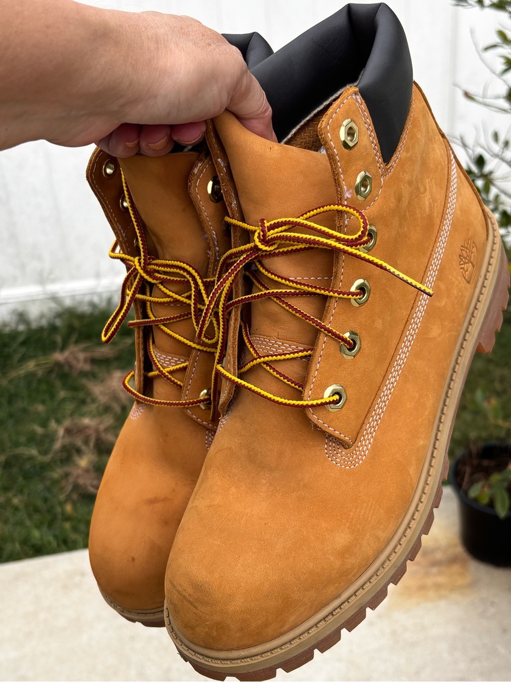 Timberland Wheat Nubuck Work Boots with Black Collar